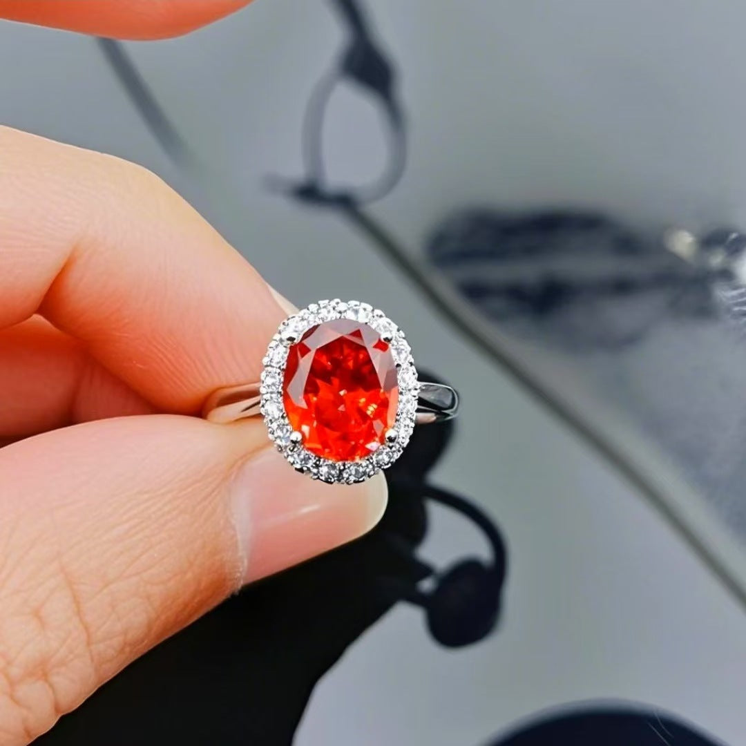 Adjustable Oval Zircon Ring in Rose Gold and Platinum