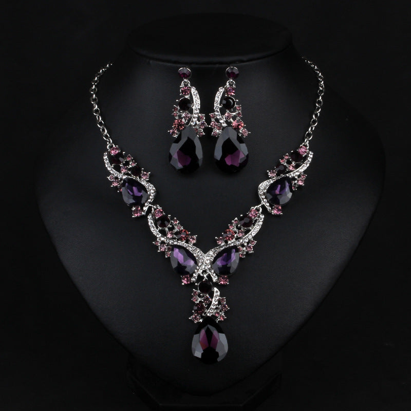 Collar chain earrings set