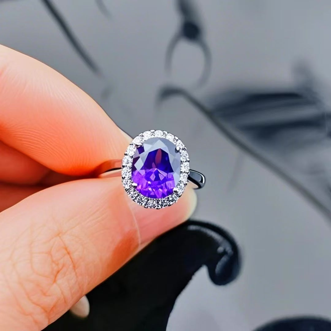 Adjustable Oval Zircon Ring in Rose Gold and Platinum