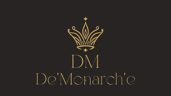 De'Monarch'e logo with a crown design on a black background