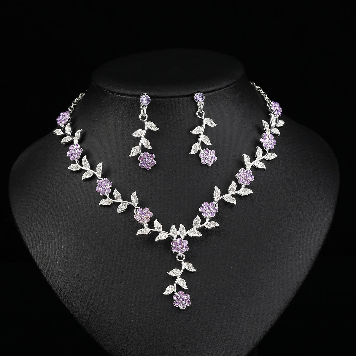 Vintage Plum Blossom Necklace and Earrings Set