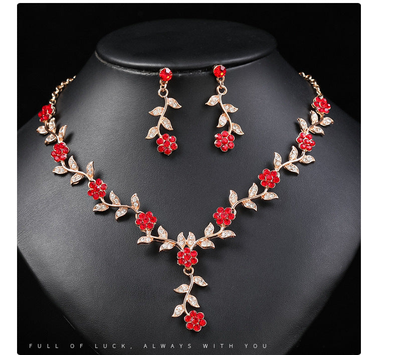 Vintage Plum Blossom Necklace and Earrings Set