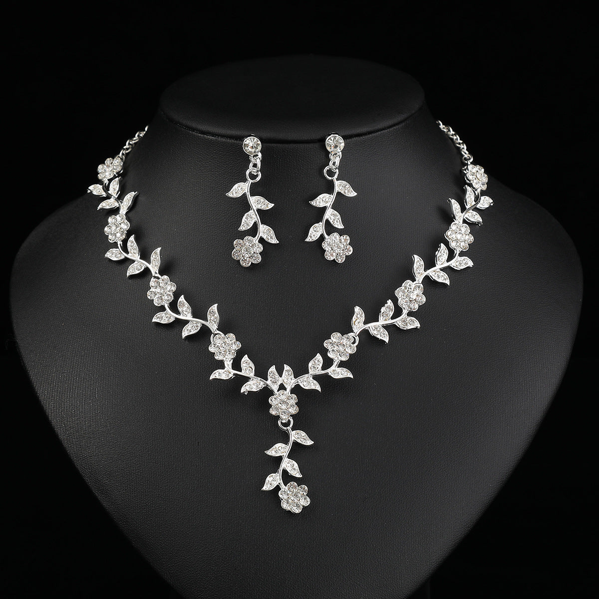 Vintage Plum Blossom Necklace and Earrings Set